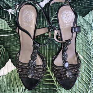 Vince Camuto T-Strap Embellished Heels